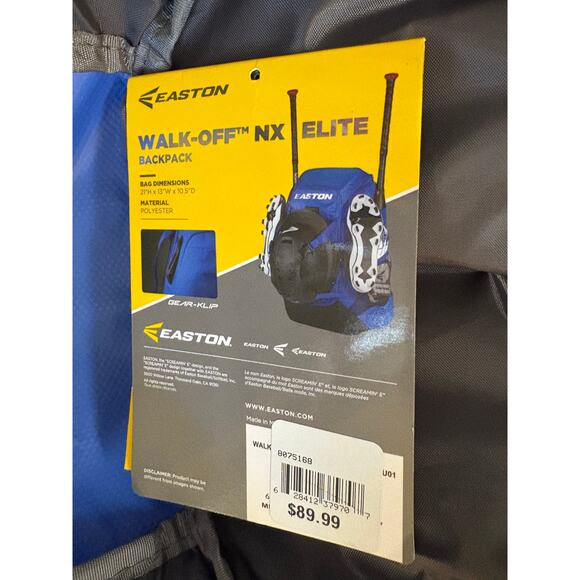 Easton Walk-Off NX Elite Bat Pack Royal Blue and White Baseball Backpack - Picture 9 of 9